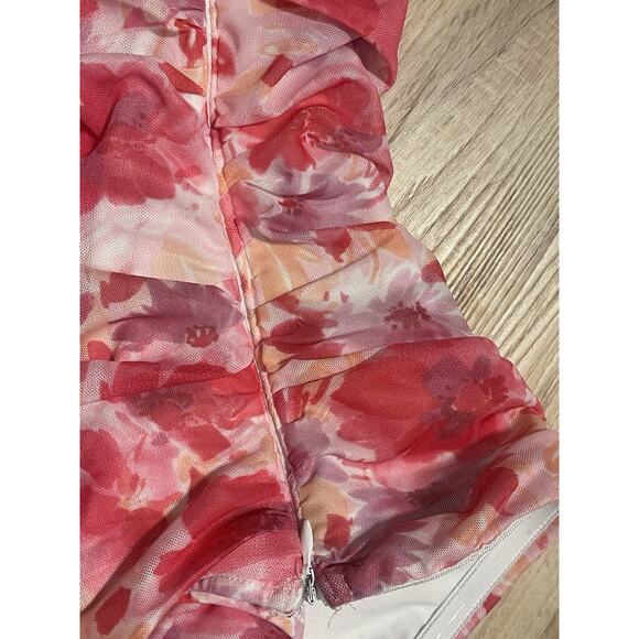 Hello Molly TOTALLY FABULOUS Strapless Mesh Ruched Mini Dress Floral Size XS - Picture 4 of 7